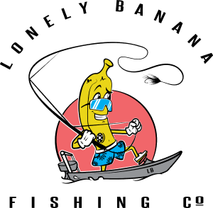 A banana in sunglasses goes fishing.