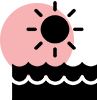 Pink ice cream with a sun symbol.